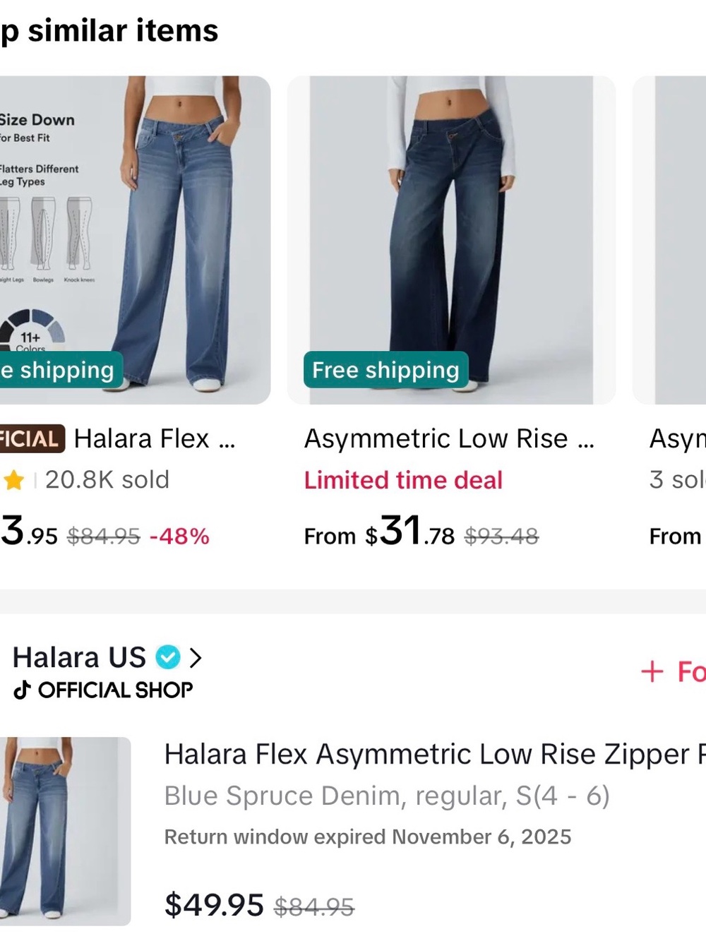 HALARA Wide-Leg Flare Jeans in Blue Denim - Picture 4 of 6